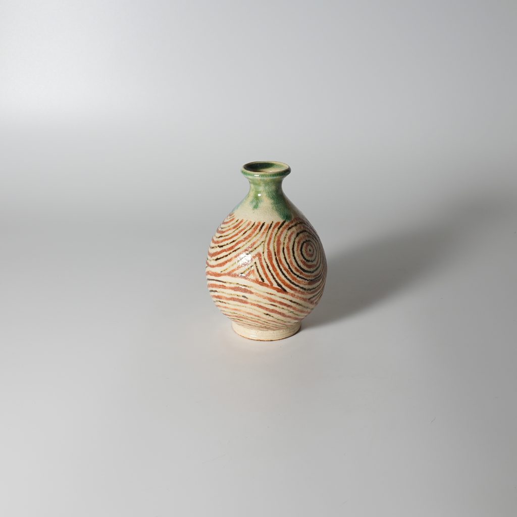 Yashichida oribe tokkuri sake bottle, Masafumi Yamaguchi. | Gallery Sentou